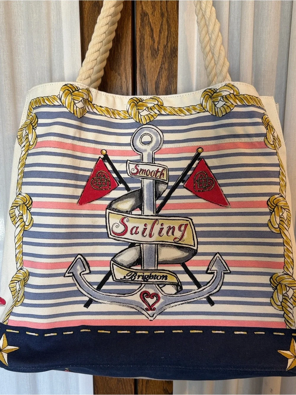 Brighton Sail Into Summer Coastal Nautical Canvas Rope Handle Tote